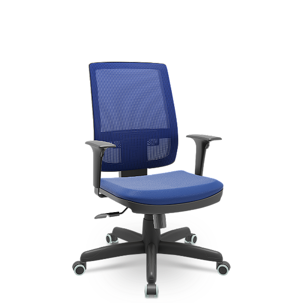 Cadeira Brizza Presidente Plaxmetal Tela Azul Base Standard Relax Assento Vinil