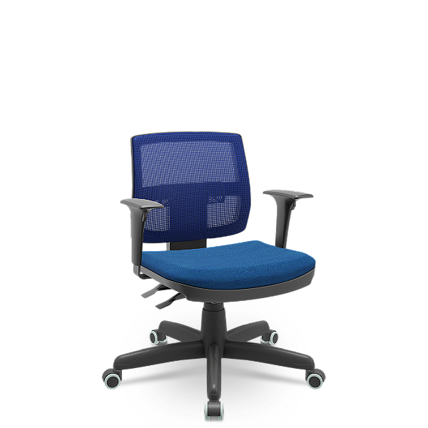 Cadeira Brizza Executiva Tela Azul Base Standard Back System Assento Poliéster