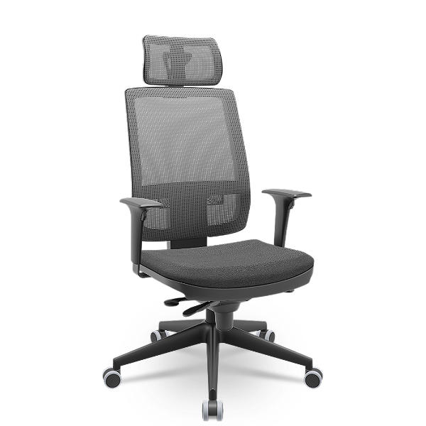 Cadeira Plaxmetal Brizza Presidente Tela Cinza Base Itália Slider Assento Poliéster