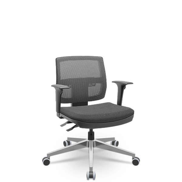 Cadeira Brizza Executiva Tela Cinza Base Aluminio Mecanismo Back System Assento Poliéster
