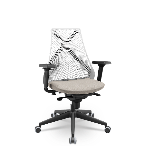 Cadeira Plaxmetal Bix X+ Base Italia Mecanismo Sincron Tela Branca Assento Poliéster