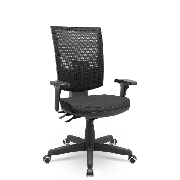 Cadeira Plaxmetal Flash Tela Preta Base Standard Mecanismo Back System NR17 Poliéter
