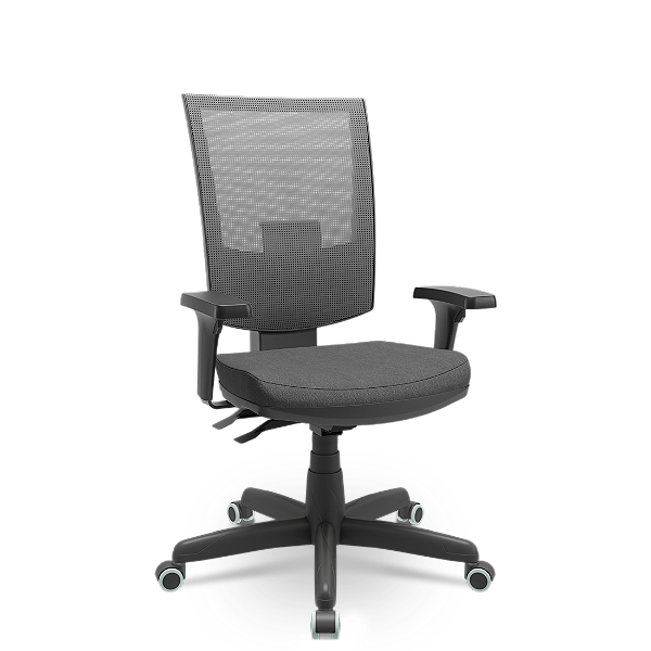 Cadeira Plaxmetal Flash Tela Cinza Base Standard Mecanismo Back System NR17 Poliéter