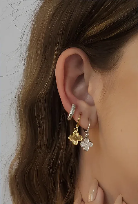Brinco Argola com Zircônia Cristal – Banho de Ródio