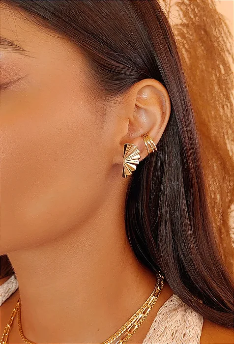 Brinco Leque – Banho Ouro 18K