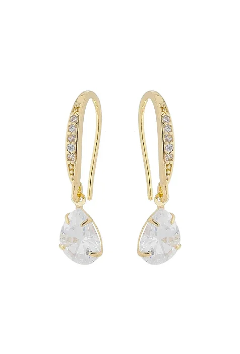 Brinco Gancho com Gota Cristal