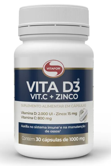 Vita D3 + C + Zinco - 30 Cap - Vitafor