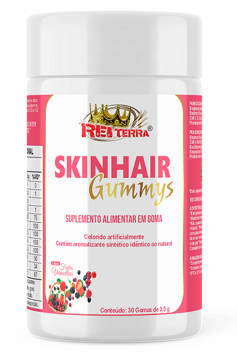 Skinhair Premium 30 Gummys, Cabelos, pele e unhas - Rei Terra