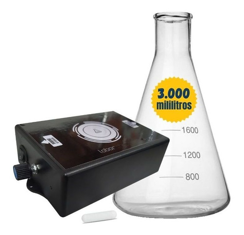 Agitador Magnético com Barra + Erlenmeyer 3000ml