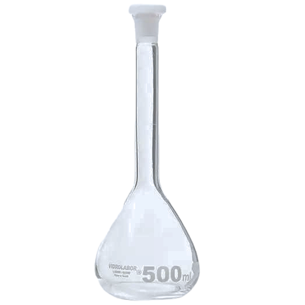 Balão Volumétrico Vidro com Rolha de Polietileno 500 ml - Combo com 3 Peças