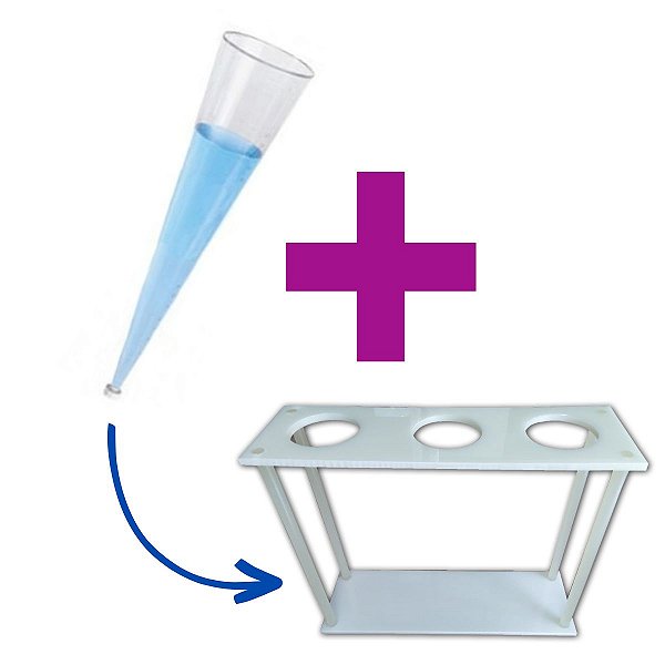Kit Cone de Imhoff de Acrílico 1000ml + Suporte com Capacidade Para 3 Cones