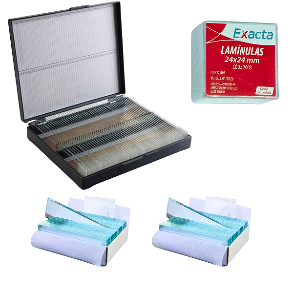 100 Lâmina 26x76mm Fosca Lapidada + 100 Laminula 24x24mm + Caixa Porta Laminas Para Até 100 Unidades