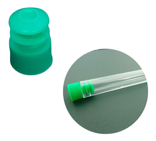 1000 Tubo de Ensaio Acrílico 12x75mm (5ml) + Tampa Verde