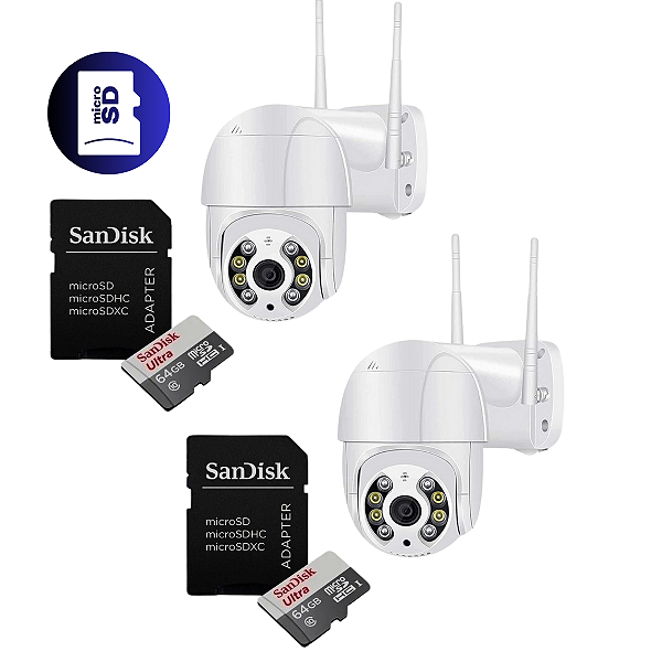 2 Câmera Ip Wifi + 2 Cartão de Memória 64Gb