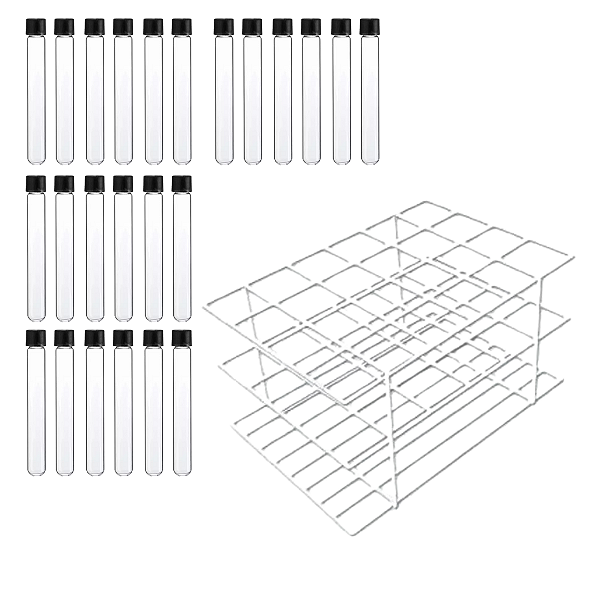 24 Tubo de Ensaio Vidro 15x150mm + Estante