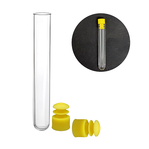 250 Tubos De Ensaio Vidro 12X75MM + Tampa Amarela