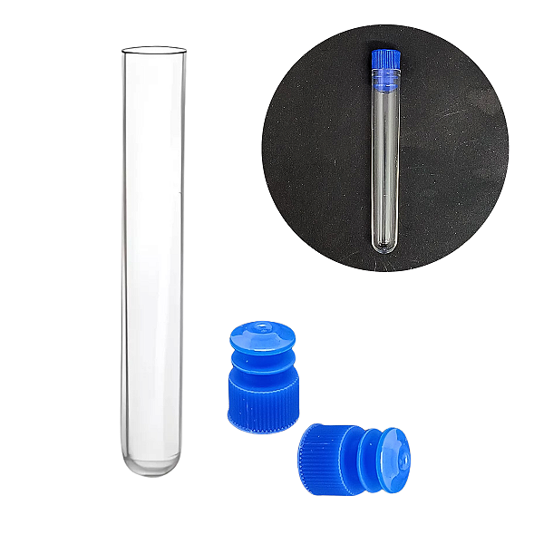 250 Tubos De Ensaio Vidro 12X75MM + Tampa Azul