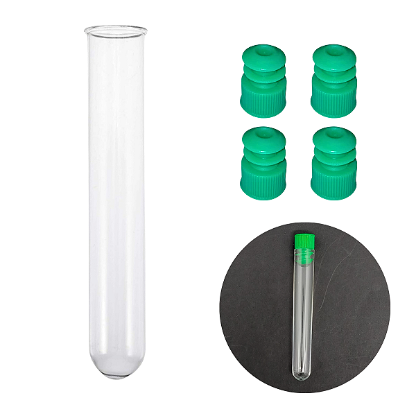 250 Tubos De Ensaio Vidro 12X75MM + Tampa Verde