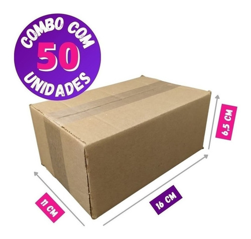 50 Caixas de Papelão (Nº0) 16cm x 11cm x 7cm