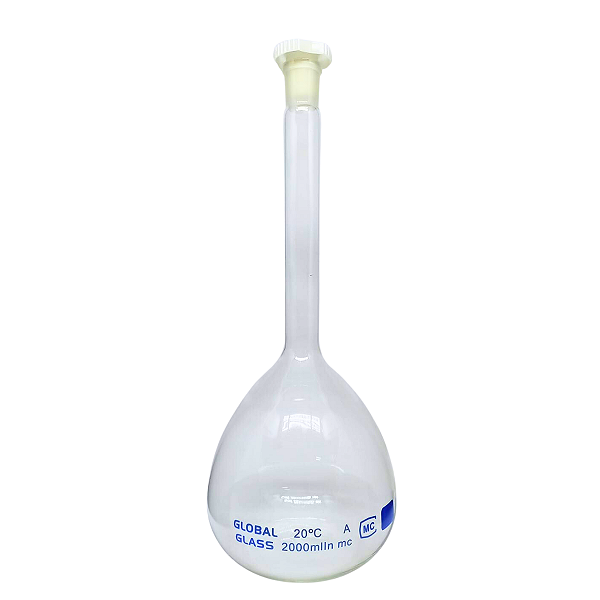Balão Volumétrico Vidro com Rolha de Polietileno - 2000 ml