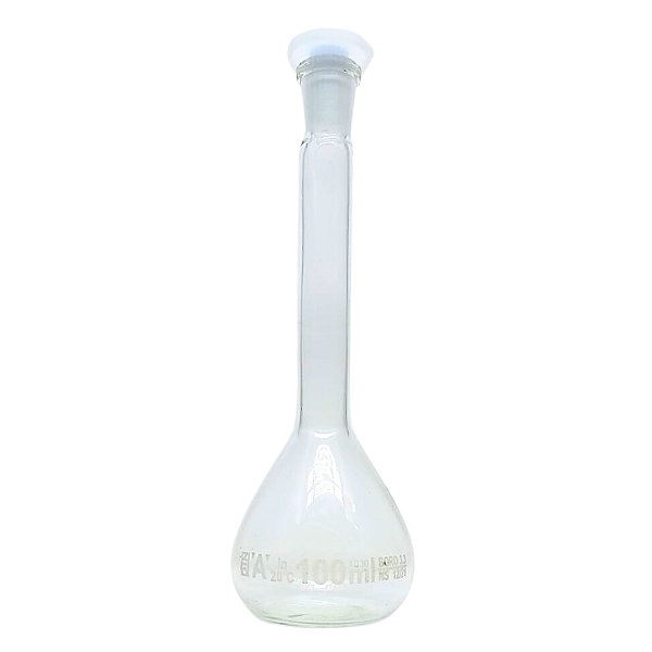 Balão Volumétrico Vidro com Rolha de Polietileno 100 ml - Combo com 3 Peças