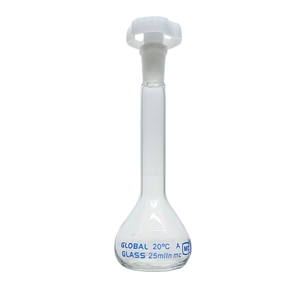 Balão Volumétrico Vidro com Rolha de Polietileno 25 ml - Combo com 10 Peças