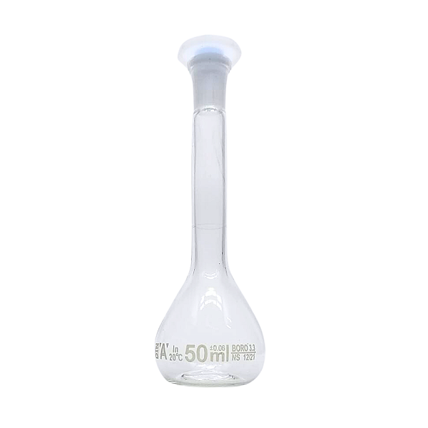 Balão Volumétrico Vidro com Rolha de Polietileno 50 ml - Combo com 5 Peças