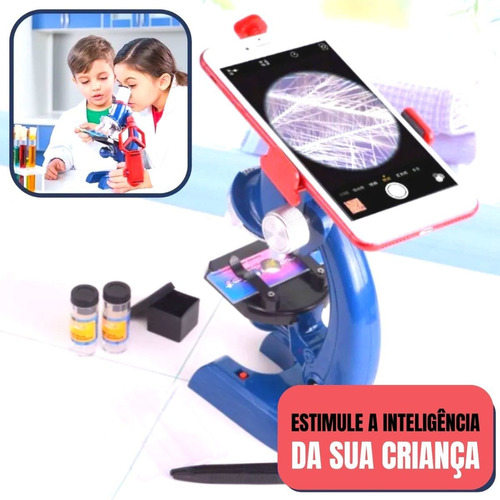 Brinquedo Microscópio Infantil Smart Monocular com Ampliação 1200x + Suporte para Celular