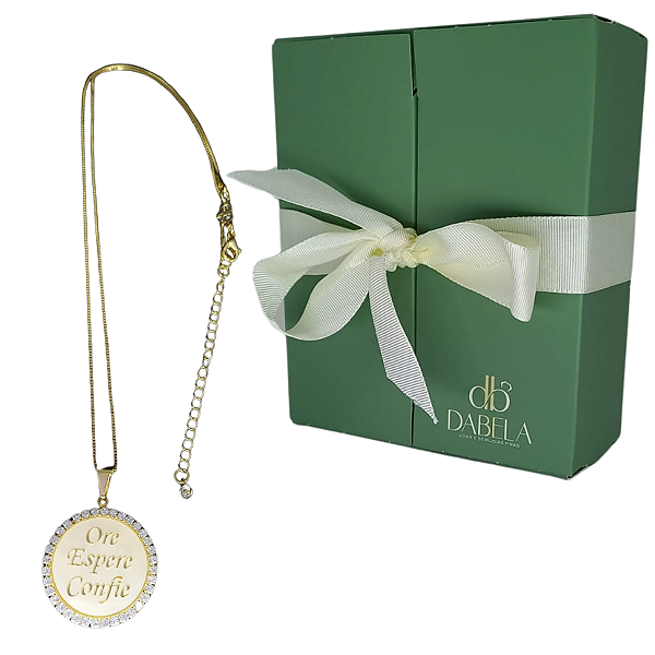 Colar Semi Jóia Com Propósito ORE, ESPERE e CONFIE - Banho Ouro 18K Zircônia Cristal