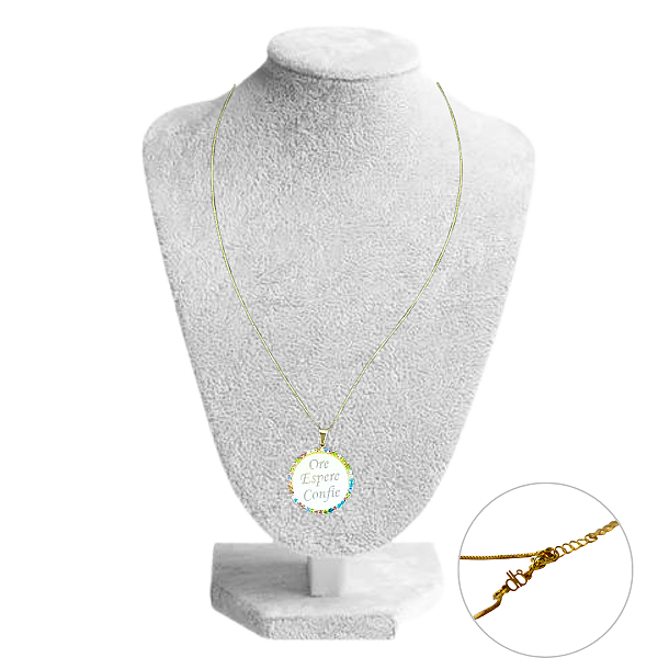 Colar Semi Jóia Com Propósito ORE, ESPERE e CONFIE - Banho Ouro 18K Zircônia Multicolorida
