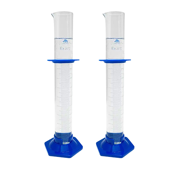 Combo 2 Provetas de Vidro Boro 3.3 Base Hexagonal Plástico - Volume: 250ml