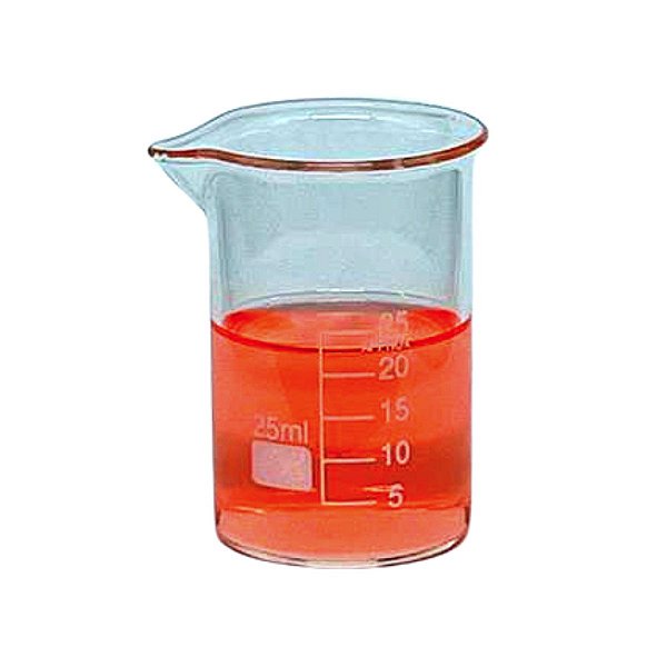 Combo com 10 Copo Bequer de Vidro Boro 3.3 Forma Baixa (Griffin) Graduado: 25ml