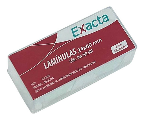 Combo com 10 Lamínulas de Vidro 24x60mm - Caixa com 100 Unidades