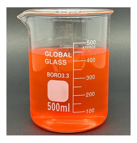 Combo com 3 Copo Bequer de Vidro Boro 3.3 Forma Baixa (Griffin) Graduado: 500ml