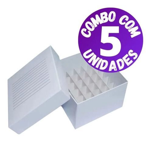 Combo com 5 Caixas Papelão para 36 Tubos Criogênicos de 5ml - Rack de Fibra de Papelão Revestida para até 36 Criotubos d