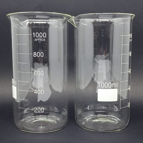 Combo com 5 Copo Bequer de Vidro Boro 3.3 Forma Alta (Berzelius) Graduado: 1000ml