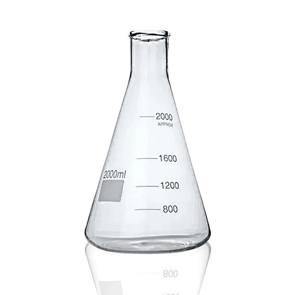 Combo com 5 Unidades do Erlenmeyer 2.000ml Graduado Vidro 3.3