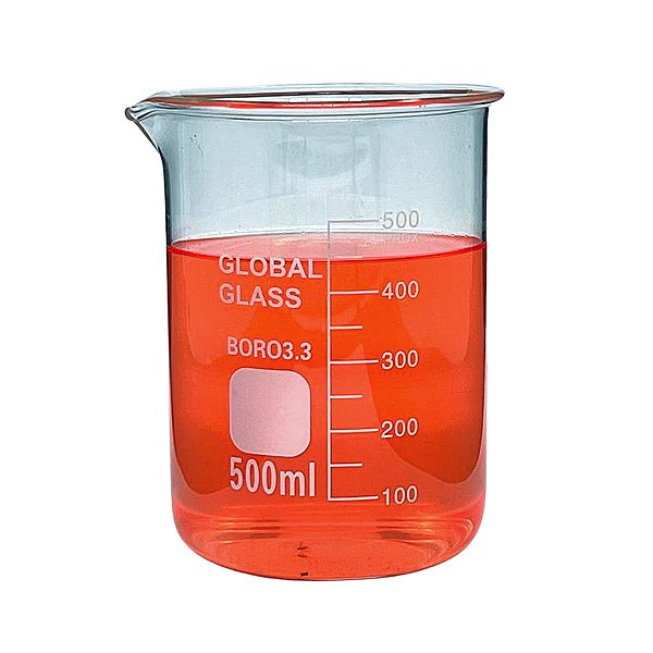 Copo Bequer de Vidro Boro 3.3 Forma Baixa (Griffin) Graduado: 500ml