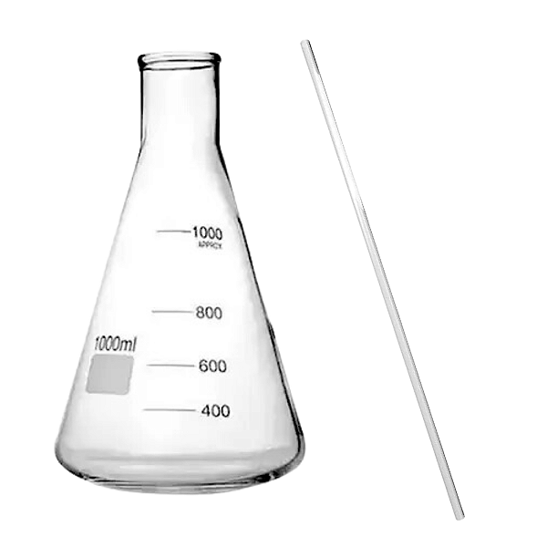 Erlenmeyer 1000ml + Bastão De Vidro 300x06