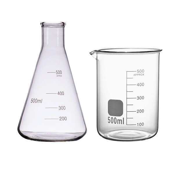Erlenmeyer 500ml + Bequer 500ml