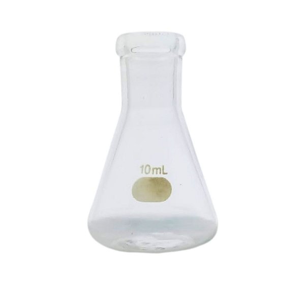 Erlenmeyer de Vidro Borossilicato Boca Estreita Graduado - 10ml