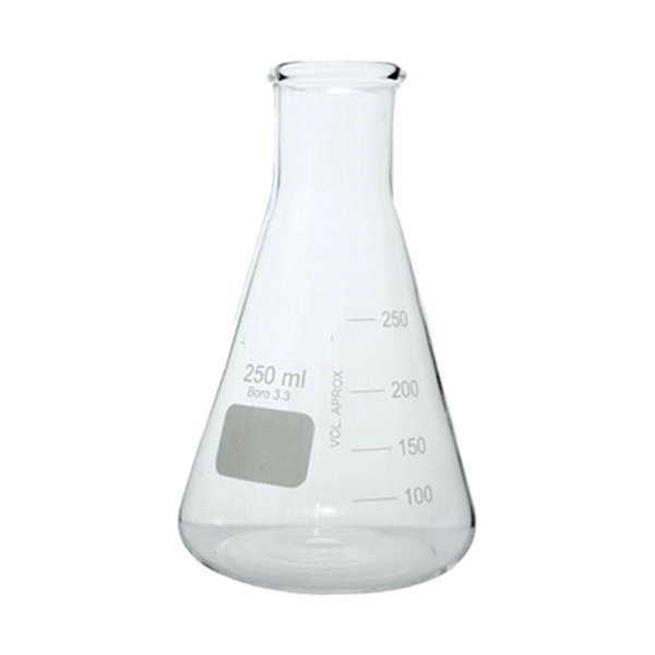 Erlenmeyer de Vidro Borossilicato Boca Estreita Graduado - 250ml