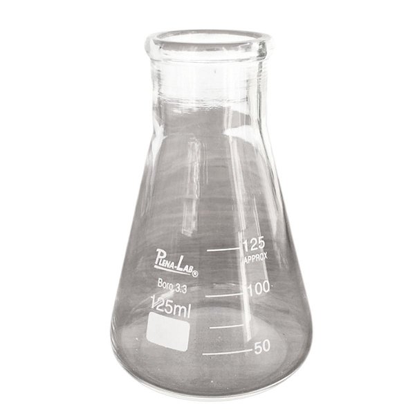 Erlenmeyer de Vidro Borossilicato Boca Larga Graduado - 125ml