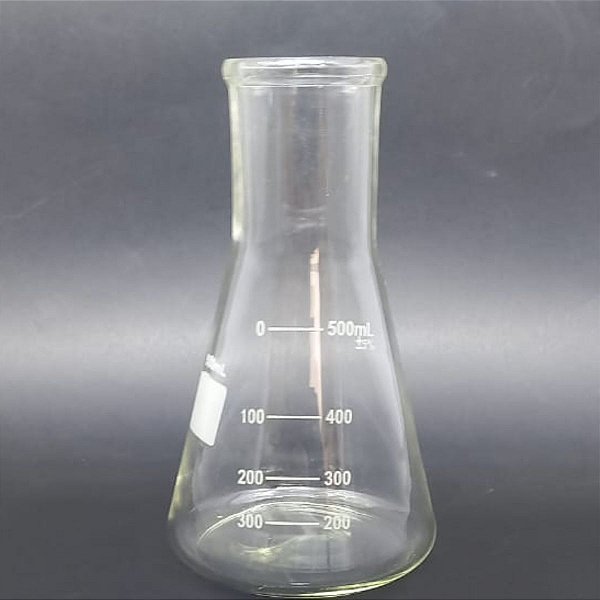 Erlenmeyer de Vidro Borossilicato Boca Larga Graduado - 500ml