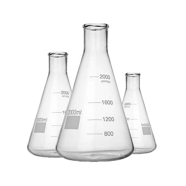 Erlenmeyer Graduado - Boca Estreita - Vidro Boro 3.3 - Volume: 3.000 ml