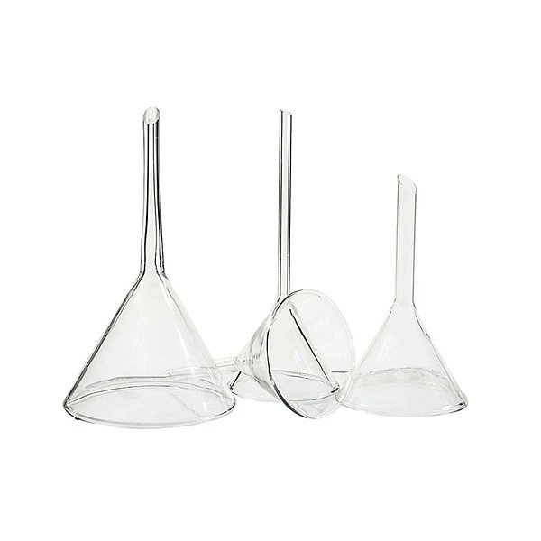 Funil Analítico Liso Haste Longa Vidro Boro 3.3 50mm - Capacidade: 15ml