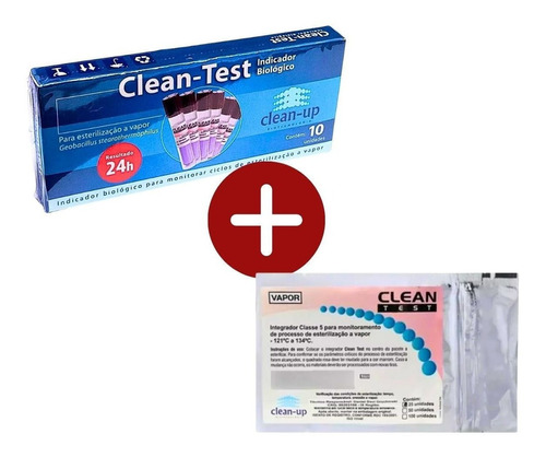 Indicador Biológico 24 horas 10 Ampolas + 25 Integradores Químicos - Clean Test