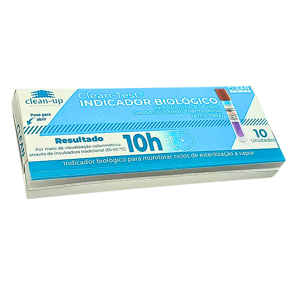 Indicador Biológico Autocontido Resultado 10 Horas - Caixa Com 10 Unidades - Clean Test
