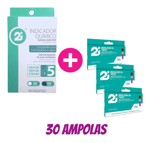 Indicador Biológico com 30 Ampolas + Indicador Químico com 250 Unidades