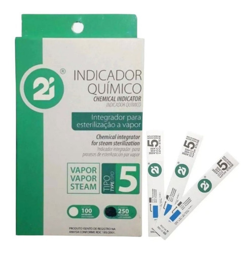 Indicador Químico Integrador Classe 5 Para Esterilização  a Vapor - Caixa com 250 Testes - 2i